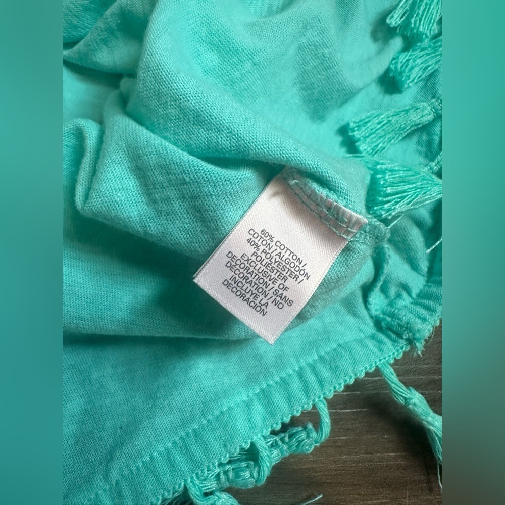 Victoria’s Secret Teal Tassel Hem Tank Top Women’s Medium Boho Flowy Cami - Picture 6 of 12